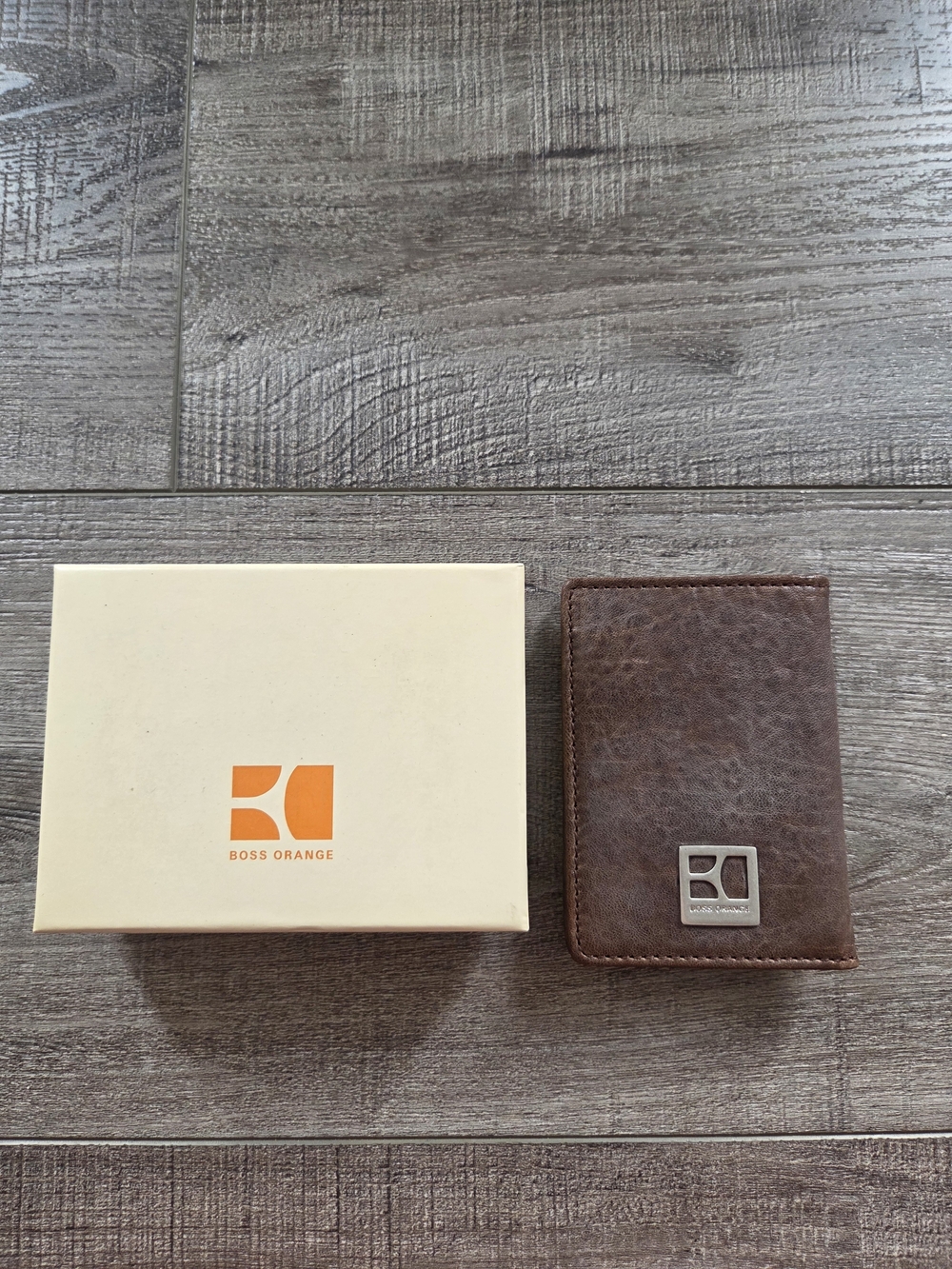 Boss Orange Men's Brown Leather Card Wallet